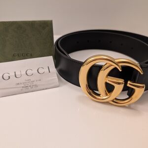Gucci Black Belt with Gold GG Buckle